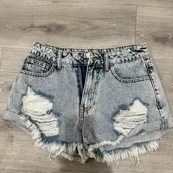 Forever 21 Light Blue Distressed Jean Shorts - Picture 5 of 5
